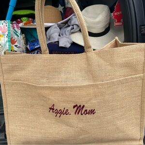 AGGIE MOM embroidered tote